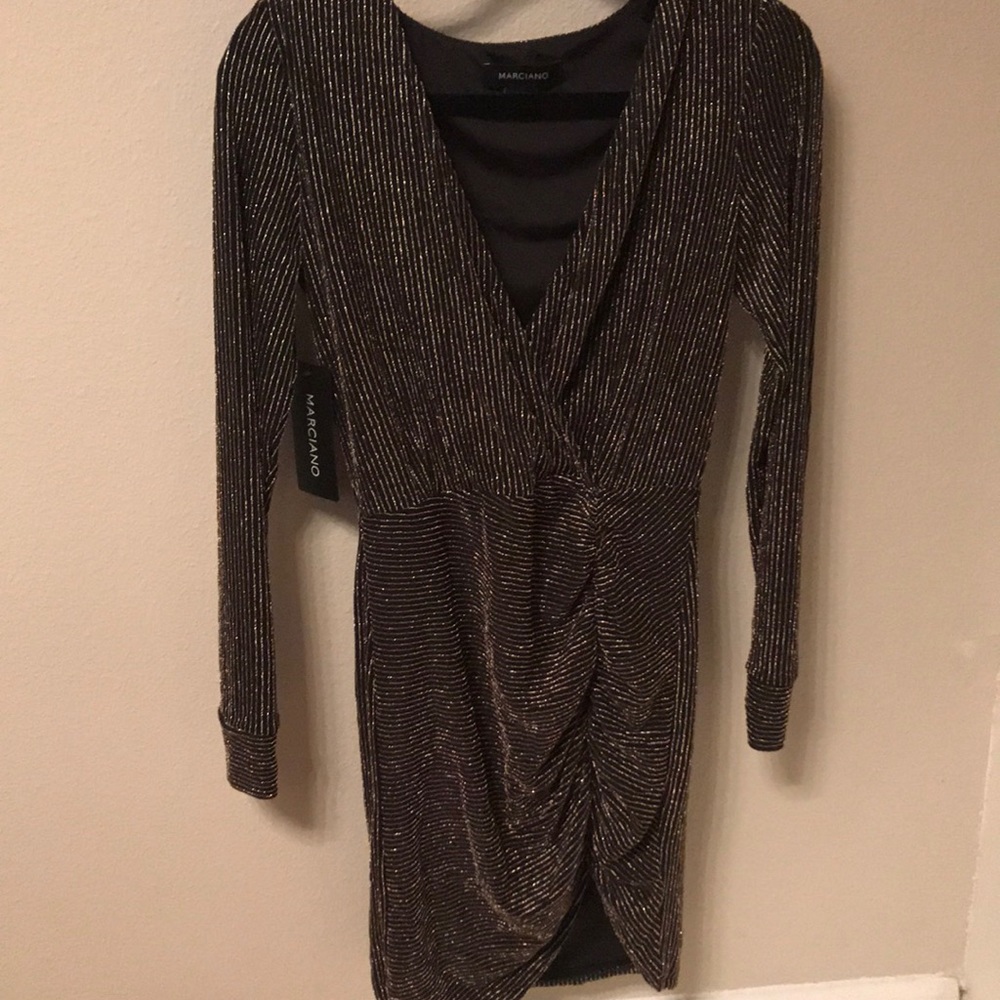 Marciano gold and black cocktail dress